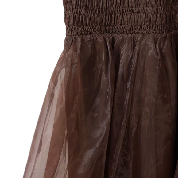 Sofie The Label Brown Taffeta Ruffle Midi Dress Size S Whimsigoth Fairycore - Picture 6 of 9